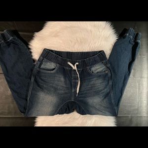 South pole athletic collection denim jogger with tapered elastic leg mens sz LG